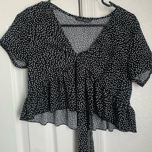 Black polka dot blouse